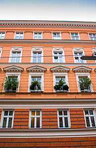 hiša, cvetje, Wien, arhitektura, okno, Zunanjost objekta, fasada