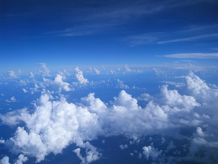 fotografia aèria, cel, blanc, núvol, ambient, temps, blau