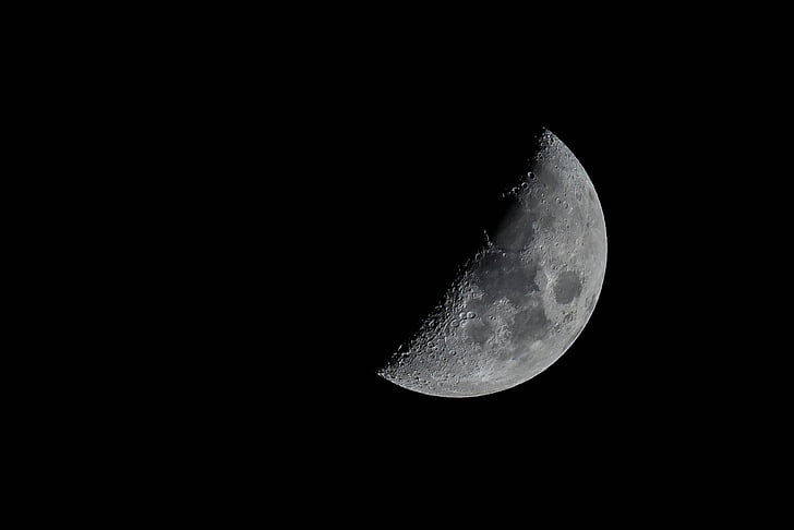місяць, Півмісяць, місячний, кратерів, поверхня, телескоп, збільшення