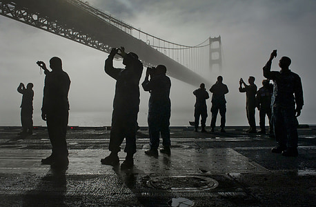 silhouettes, fog, bridge, golden gate, photographing, photography, mysterious