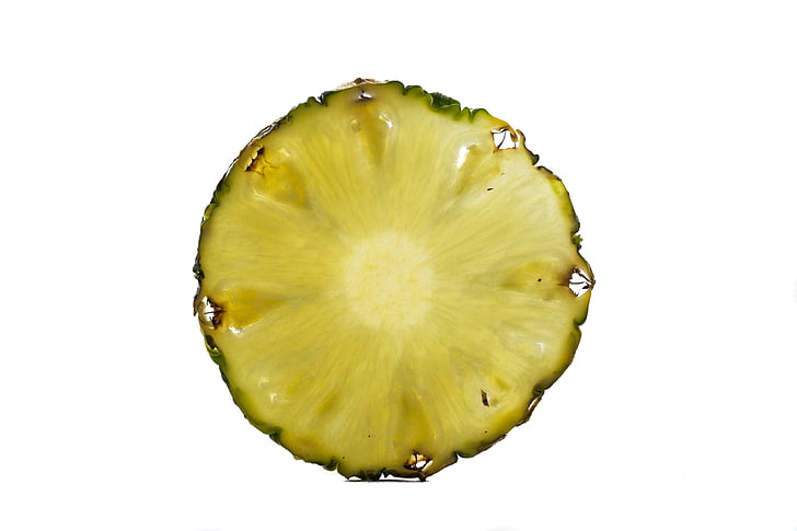 fruit, white background, macro, pineapple, cut, yellow, slice