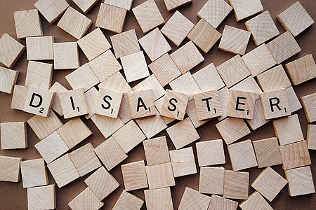 disaster, crisis, problem, letters, scrabble