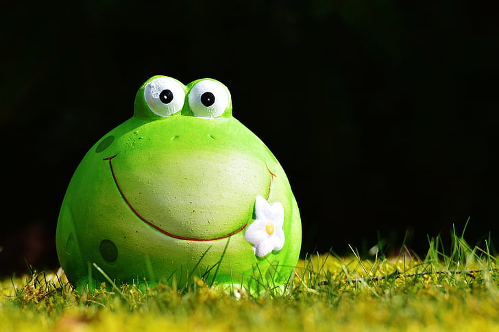 frog, figure, meadow, funny, cute, decoration, green