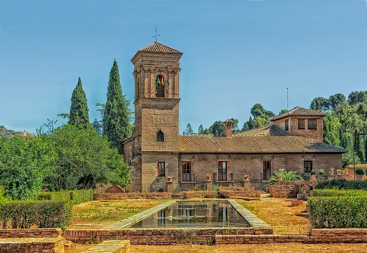 Alhambra, Španělsko, krajina, malebný, HDR, klášter, kostel