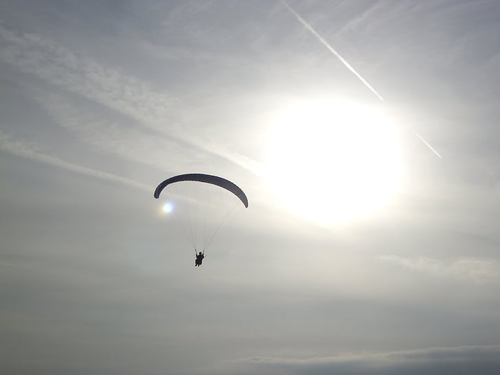 paragliding, Flying, solnedgang, ekstremsport, sport, fallskjerm, himmelen