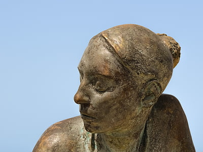 woman, head, sculpture, art, paphos, cyprus