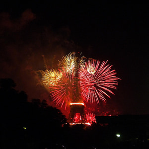 fyrværkeri, Eiffeltårnet, Paris, 14 juli