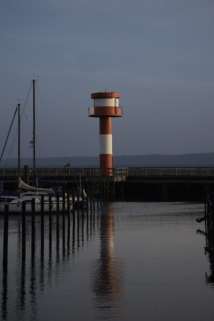 Far, Eckernförde, daymark, entrada del port, embarcador, senyal, Portuària