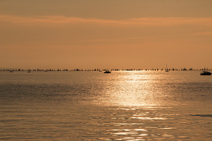 Bodeni-tó, vitorlás hajó sunset, víz, tó, hangulat, panoráma, arany