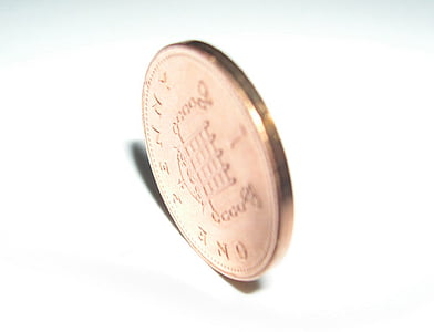 Penny, brit penny, érme, réz, Portcullis, közeli kép:, pénz