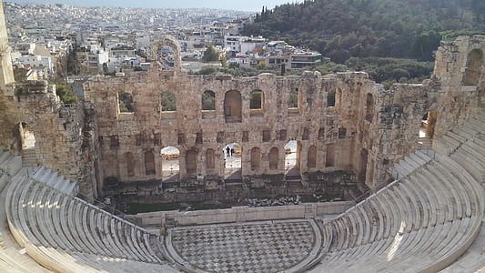 Гръцки театър, Гърция, Антик, архитектура, няма хора, на открито, ден