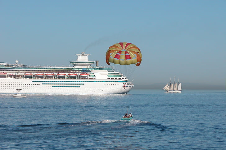 Cruise, ferie, skipet, hav, vann, livsstil, fallskjerm