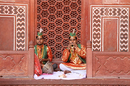 Taj mahal, Indien, folk, musik, kulturer, indendørs, dag