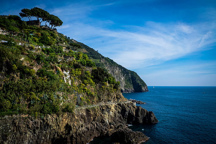Cinque terre, kıyı şeridi, Shore, uçurum, plaj, Amalfi coast, Sahil