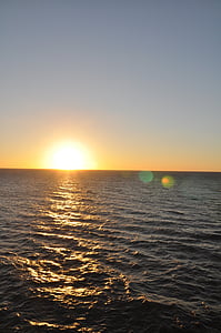 west, the sun, sunset, evening, sea