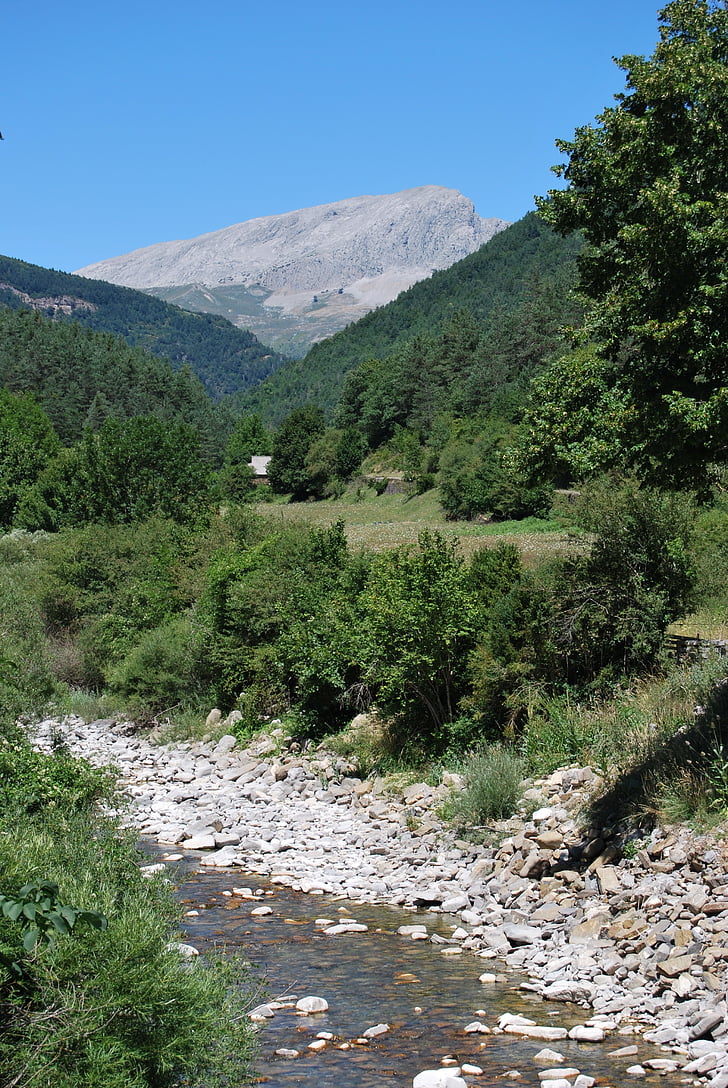 Mountain, Pyrénées, landskab, natur, høje bjerge, floden, grøn