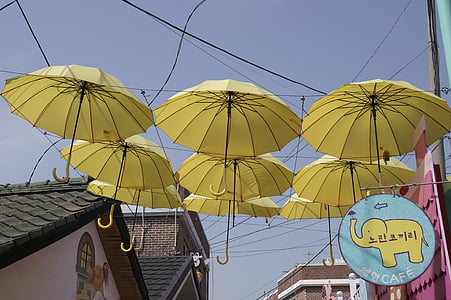 雨伞, 黄色, 街道, 饰品