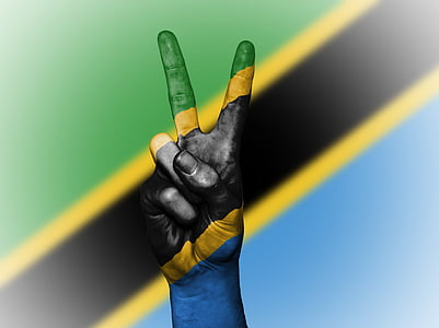 Tanzània, Pau, mà, nació, fons, Banner, colors