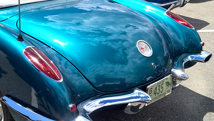 Corvette, turkusowy, pnia, 1958