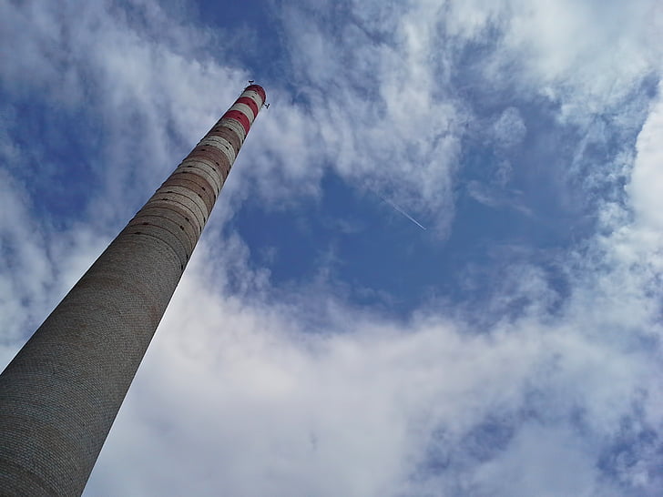 chimney, industry, environment, factory, sky, pollution, blue