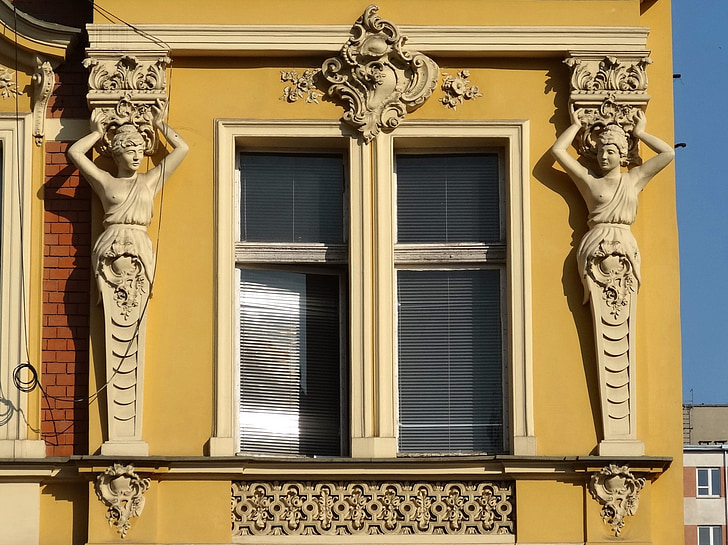 Bydgoszcz, Windows, építészet, homlokzat, ház, Lengyelország, épület