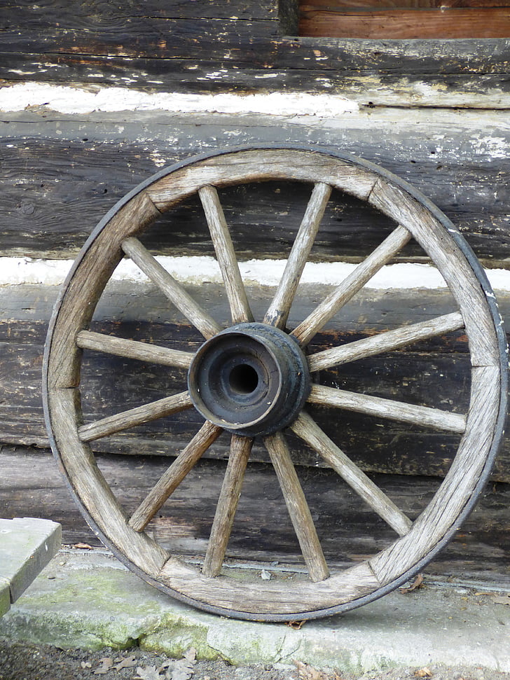 wheel, village, rural, near the car, car, wooden, wood