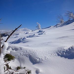 Inverno, gigantes Montanhas Krkonoše, neve, Inverno nas montanhas, modo de exibição, Szklarska poręba, szrenica