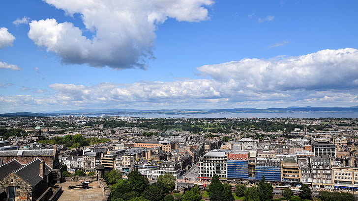 Škotska, Engleska, Edinburgh, Prikaz, grad, Panorama, pogled na grad
