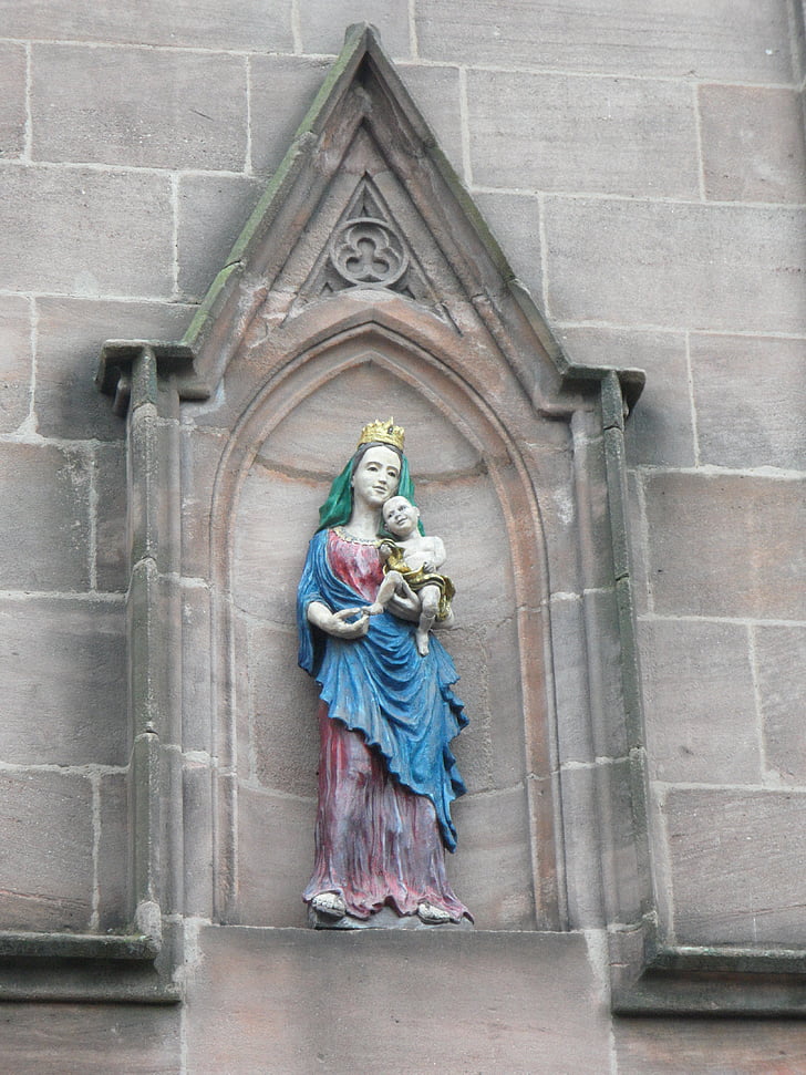 Maria, statue, Jesus, barn, Madonna, Guds Moder, skulptur