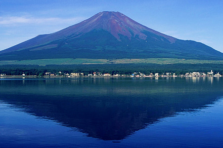 mount fuji, water, landscape, japan, mountain, countryside, reflection