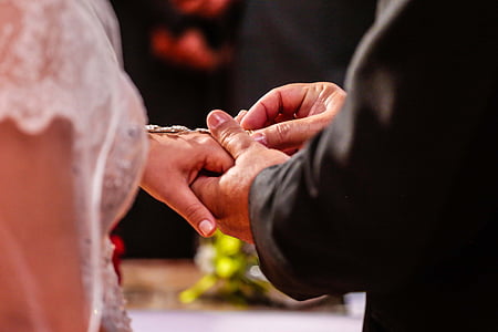 pernikahan, Uni, Aliansi, Pertukaran cincin, Casal, orang-orang, tangan manusia