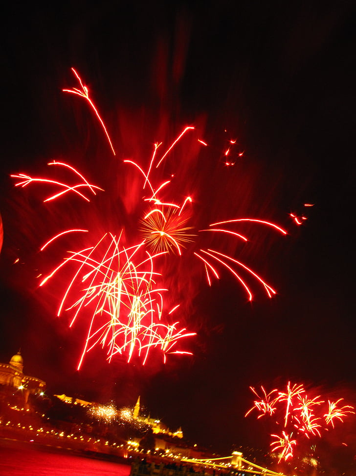 tűzijáték, Holiday, fény, szép, Budai vár