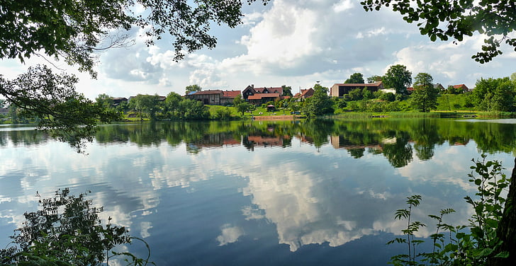 høy, Lake, natur, skyer, Sommer