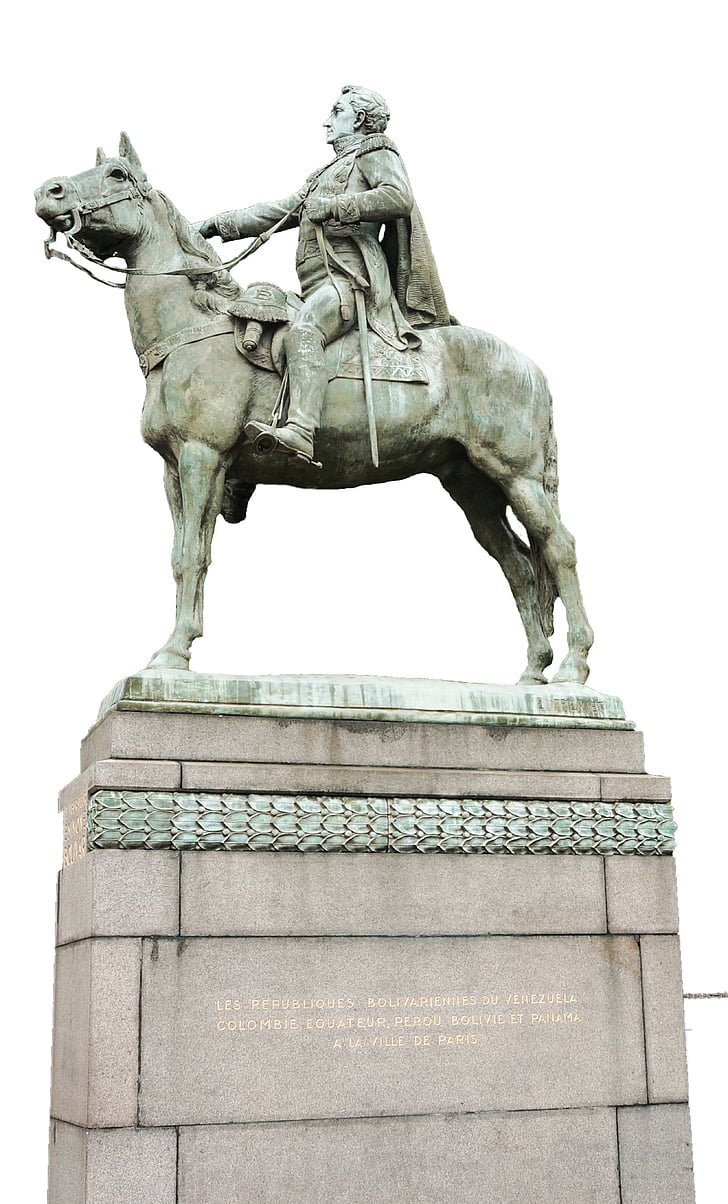 paris, still image, reiter, stone, equestrian statue, bolivar, statue
