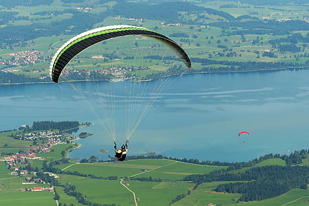 Paraglider, padobransko jedrenje, letjeti, dom, Tegelberg, Allgäu, Schwangau