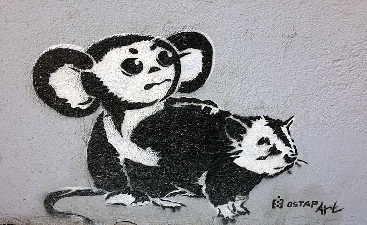 Street-art, urbane Kunst, Wandbild, Kunst, Berlin, bemalte Wand, Hund