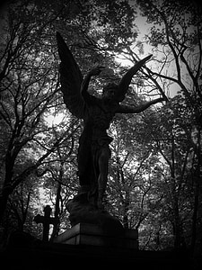 ängel, kyrkogården, Powązki, grav, död