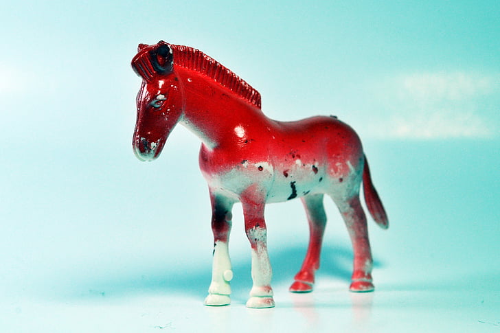 hest, rød farge, leketøy, dyr