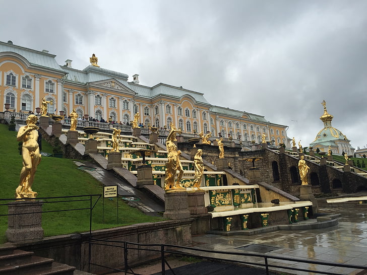 russia, palace, fountain, petersburg, famous, history, architecture