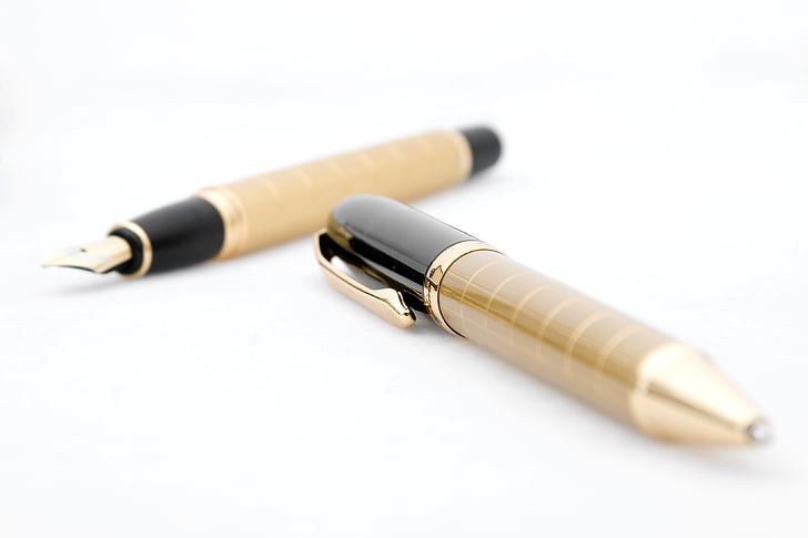 svart, fontän pennor, guld, pennor, Pen, företag, skriva