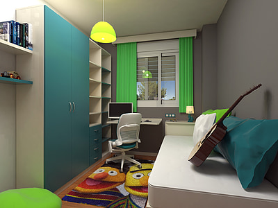 bedroom, room, youth, design, inside house, domestic Room, indoors