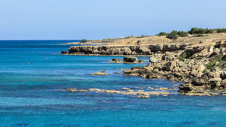 Cypern, Kapparis, klippkust, Shore, landskap, Rocks, kusten