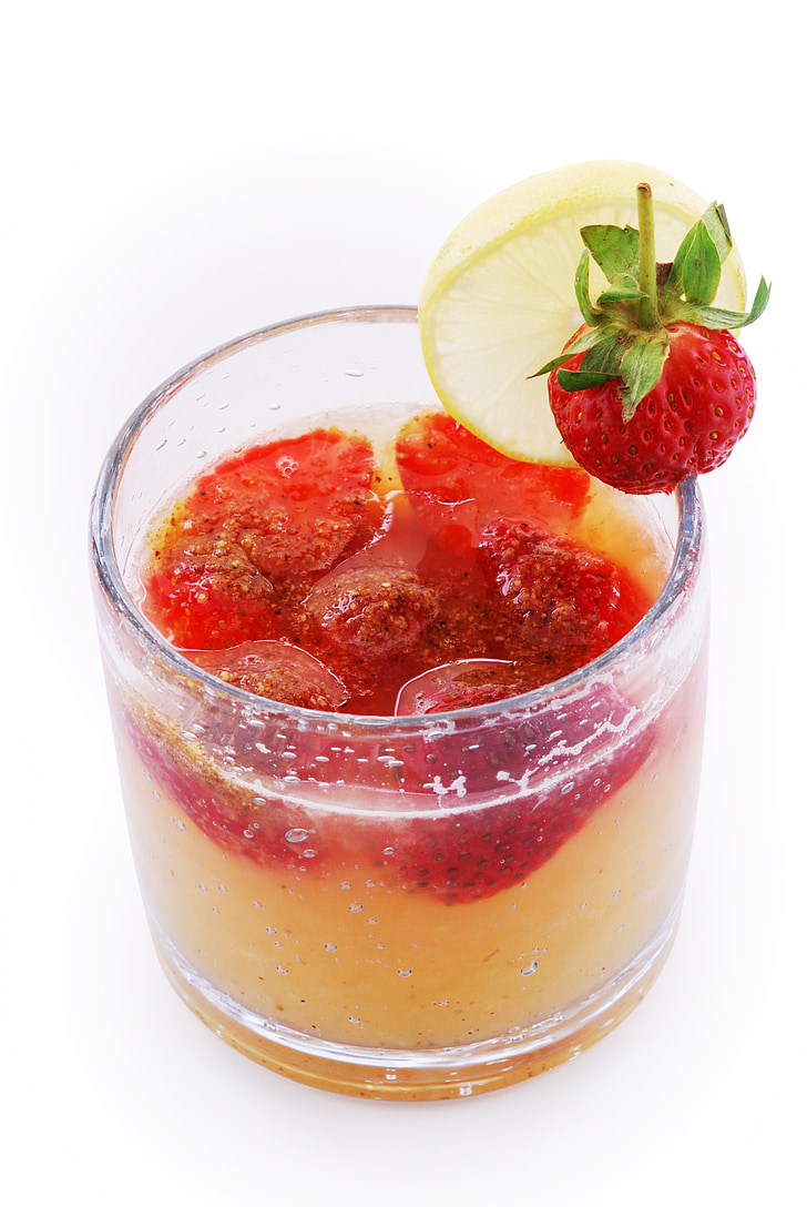 Juice, jordgubbe, citron, Strawberry citronsaft, cocktail, jordgubbsjuice, färsk