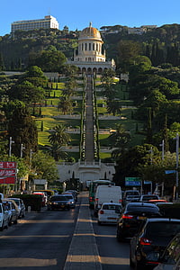 Bahá ' í ticība, templis, Haifa, automašīnas, iela, satiksme, pilsētas skatuves
