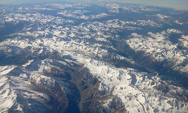 Άλπεις, αεροπλάνο, τοπίο, μακρινή θέα, χιόνι