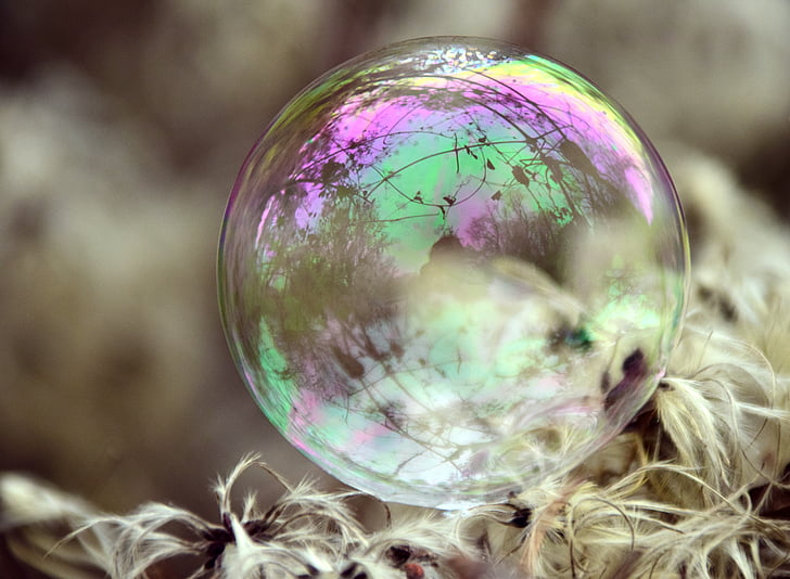 bulle, bulle de savon, irisé, coloré, facilité, Ball, réflexion