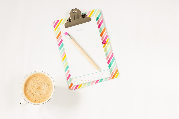 kahvi, Notebook, lyijykynä, Työpöytä, työ, Kirjoittaa, kortti