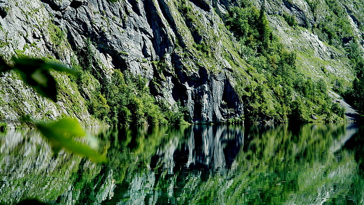 Övre sjön, Königssee, reflektion över berchtesgaden, massivet, Berchtesgadenalperna, nationalparken Berchtesgaden, solid