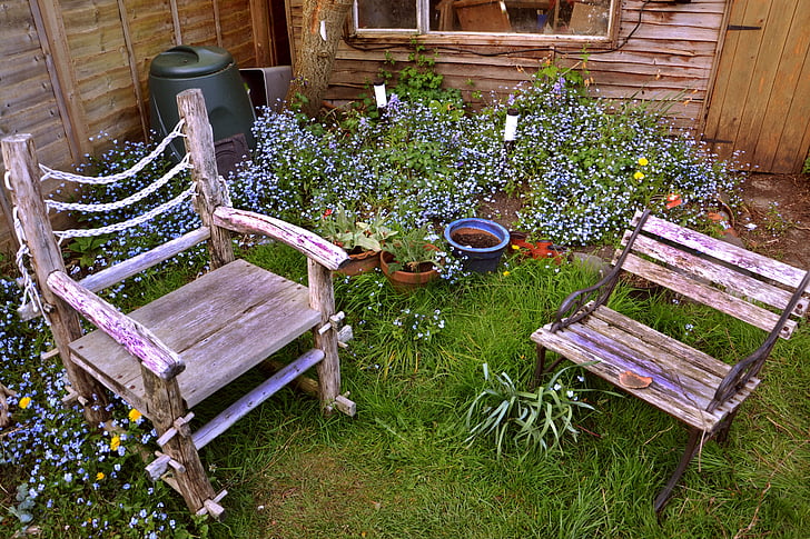 krzesła, ogród, Fotel, meble, odkryty, zielony, trawa