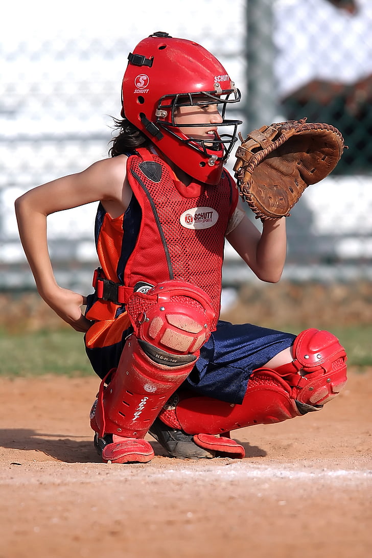 bejzbol, igrač, djevojka, hvatač, catcher's mitt, rukavica, igrati